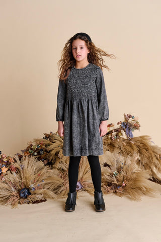 Grey Denim Smocked Dress 1518