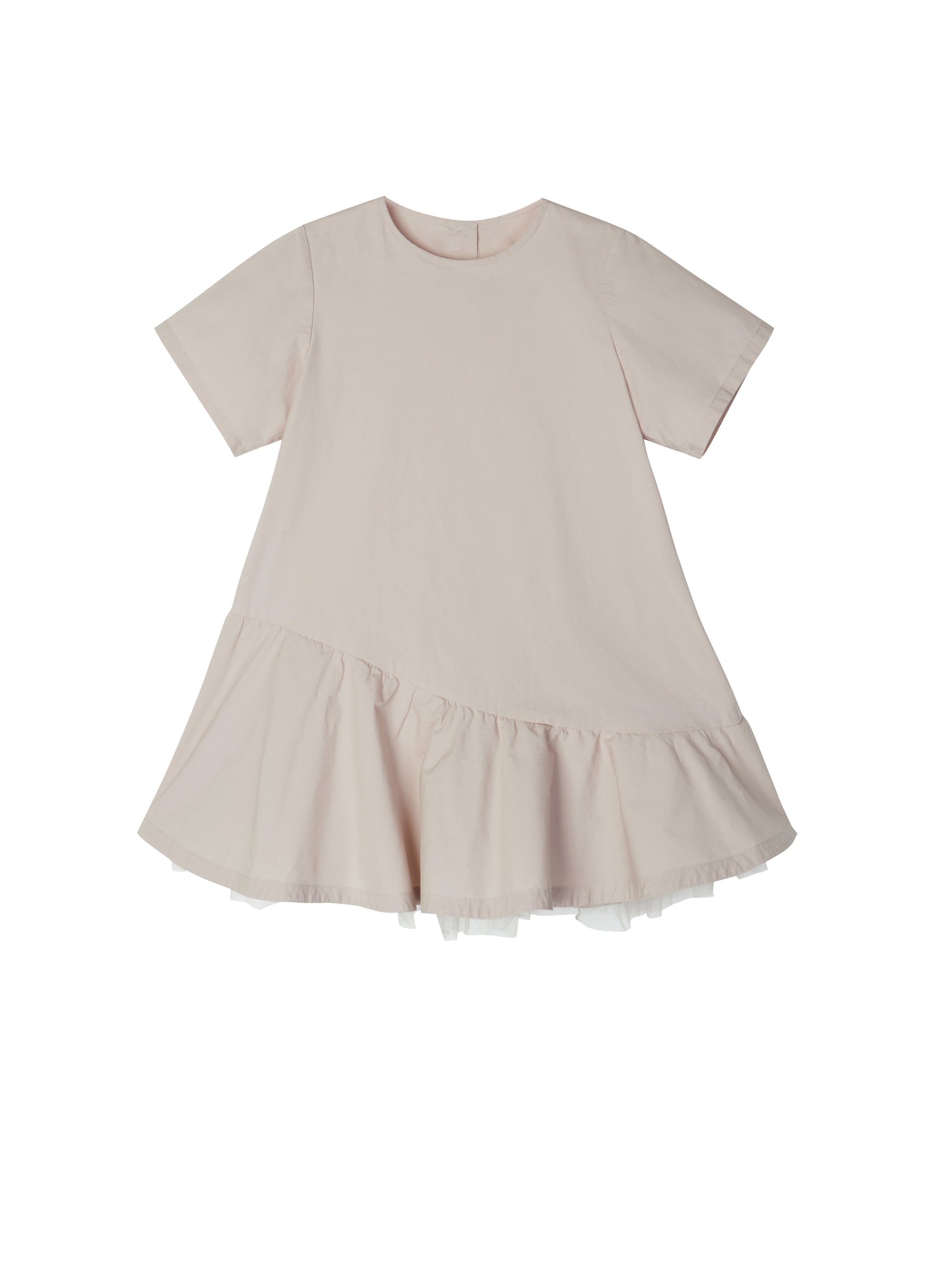 Beige Short Sleeve Poplin Dress | The Red Balloon
