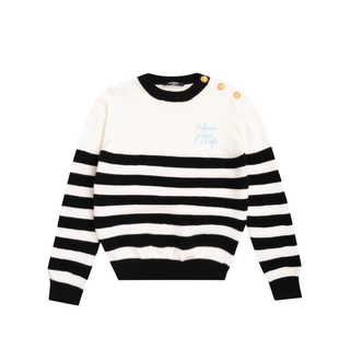 White and Black Striped Sweater