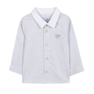 Light Gray Striped Baby Collared Shirt