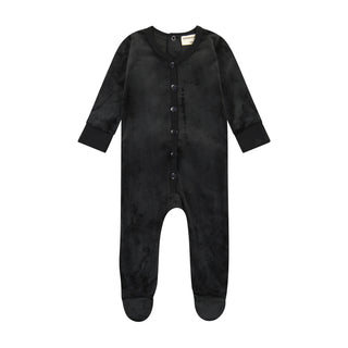 Ink Velour Button Down Footie PJs