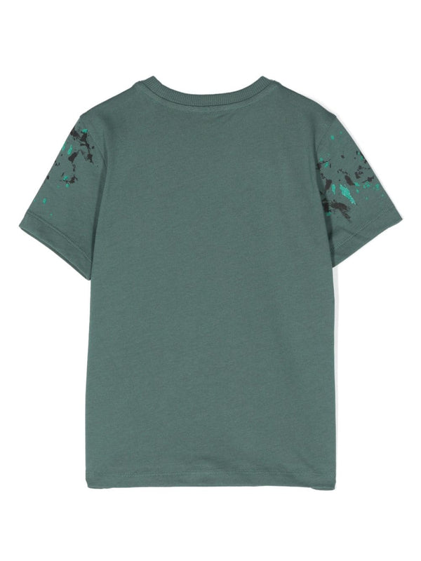 Green Mini Me Short Sleeve Tee with Color Splashes
