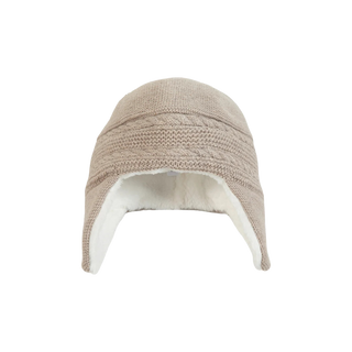Beige Marled Cableknit Hat