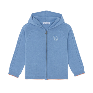 Blue Knit Zip Up Hoodie