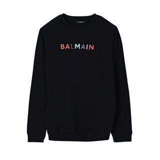 Black Multicolor Logo Crewneck