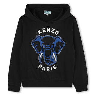 Black Blue Elephant Logo Hoodie