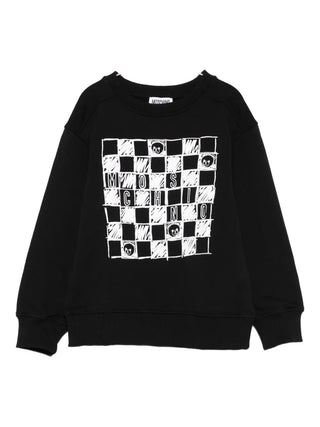 Black Checkerboard Logo Crewneck