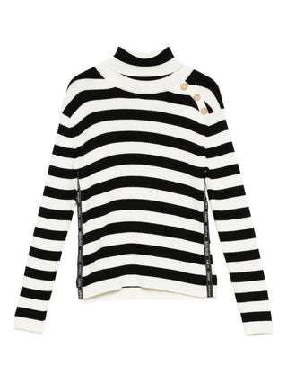 White and Black Striped Turtleneck