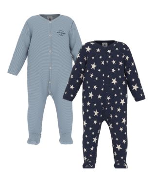 Blue Star Printed and Solid Footie Set