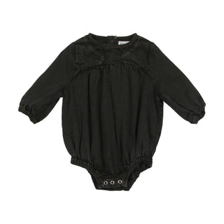 Black Wash Denim Baby Romper