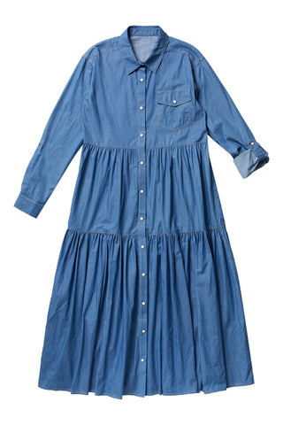 Blue Teen Denim Shirtdress with Snaps
