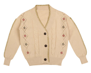 Embroidered Cream Floral Sweater