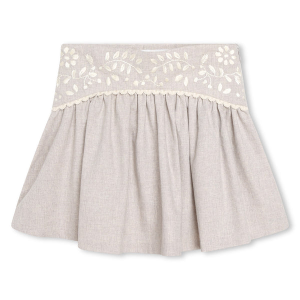 Beige Embroidered Waist Skirt