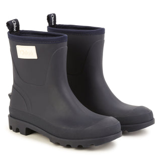 Navy Rubber Betty Boots