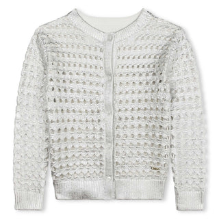 Lame Silver Mini Me Knitted Cardigan
