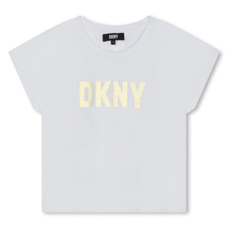 White Short Sleeve Gold Logo Tee