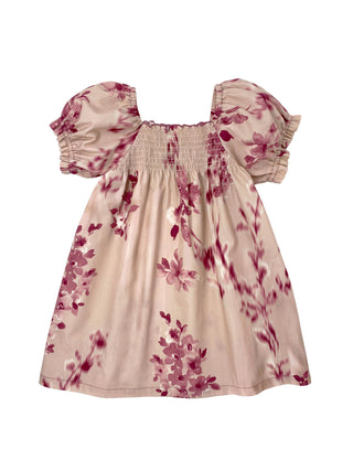 Powder Pink Floral Puff Sleeve Dress