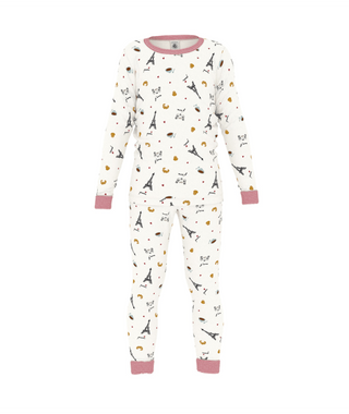 White with Multicolor Parisian Pajama Set