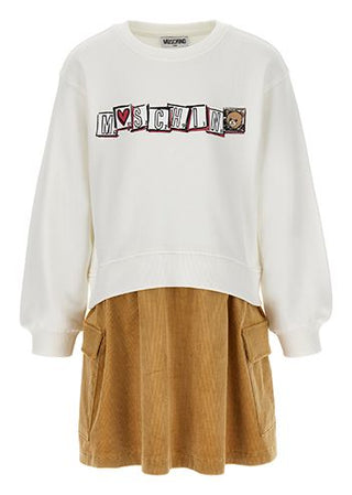 Cloud and Beige Sweatshirt Skirt Dress