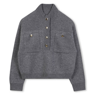 Heather Grey Half Button Sweater