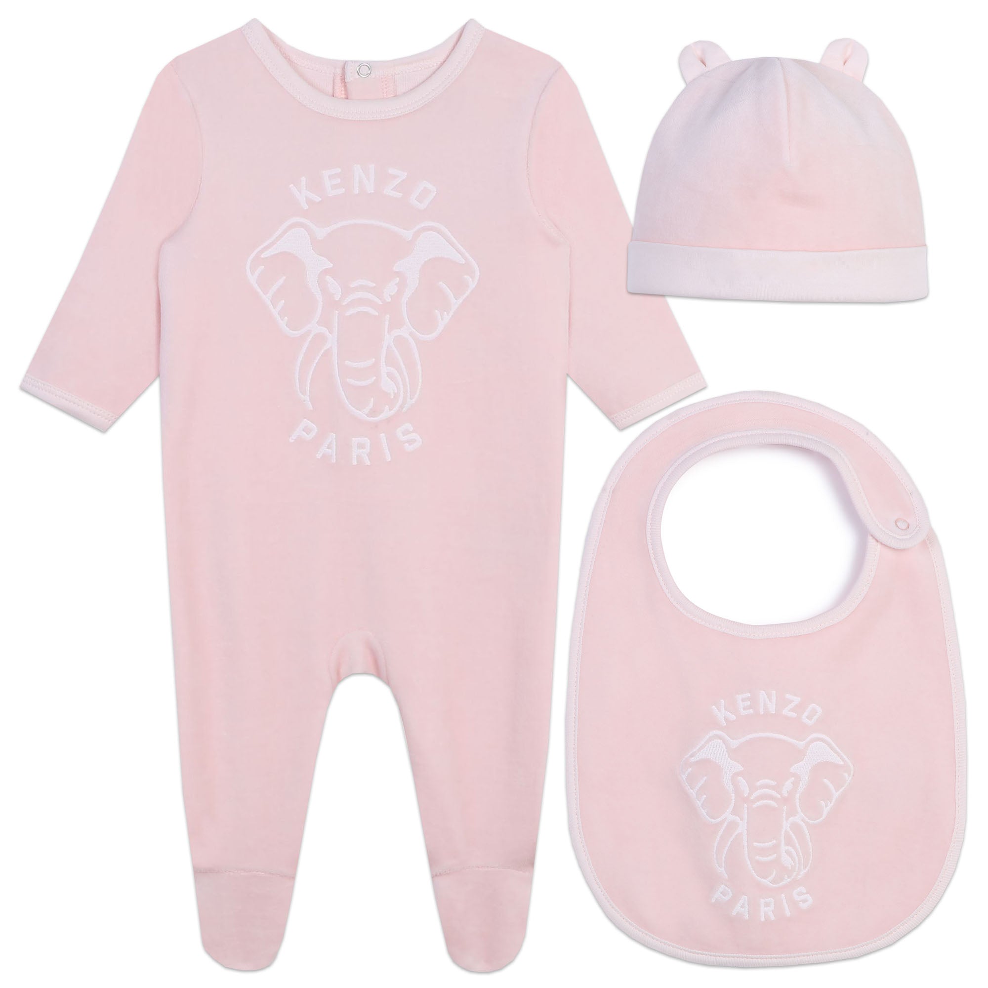 Cherry Graphic Velour Footie With Beanie - Ivory/Blue main image 0