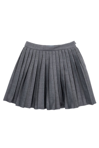 Grey Lurex Pleated Long Length Skirt