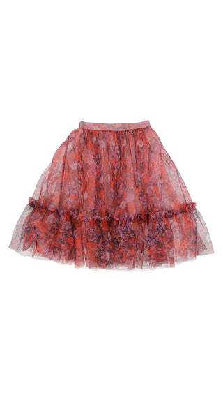 Multicolor All Over Printed Tulle Skirt