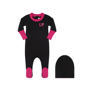 Black Pink Varsity Footie