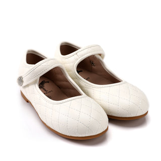 Ivory Quilted Mary Jane Shoes