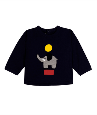 Navy Baby Elephant Graphic Sweatshirt