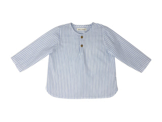 Light Blue and White Striped Linen Shirt