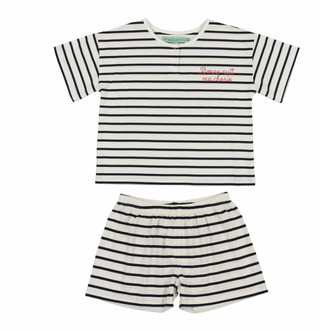 Navy/White Striped Short Set