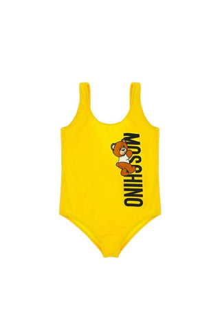 Yellow Swimsuit with Text and Bear Logo