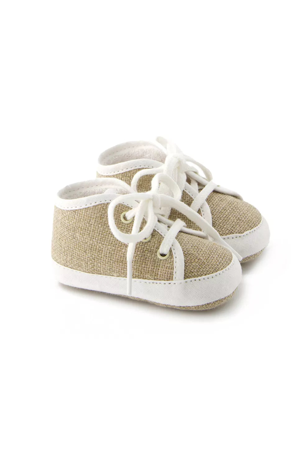 TAR Beige Linen Baby Crib Shoes | The Red Balloon