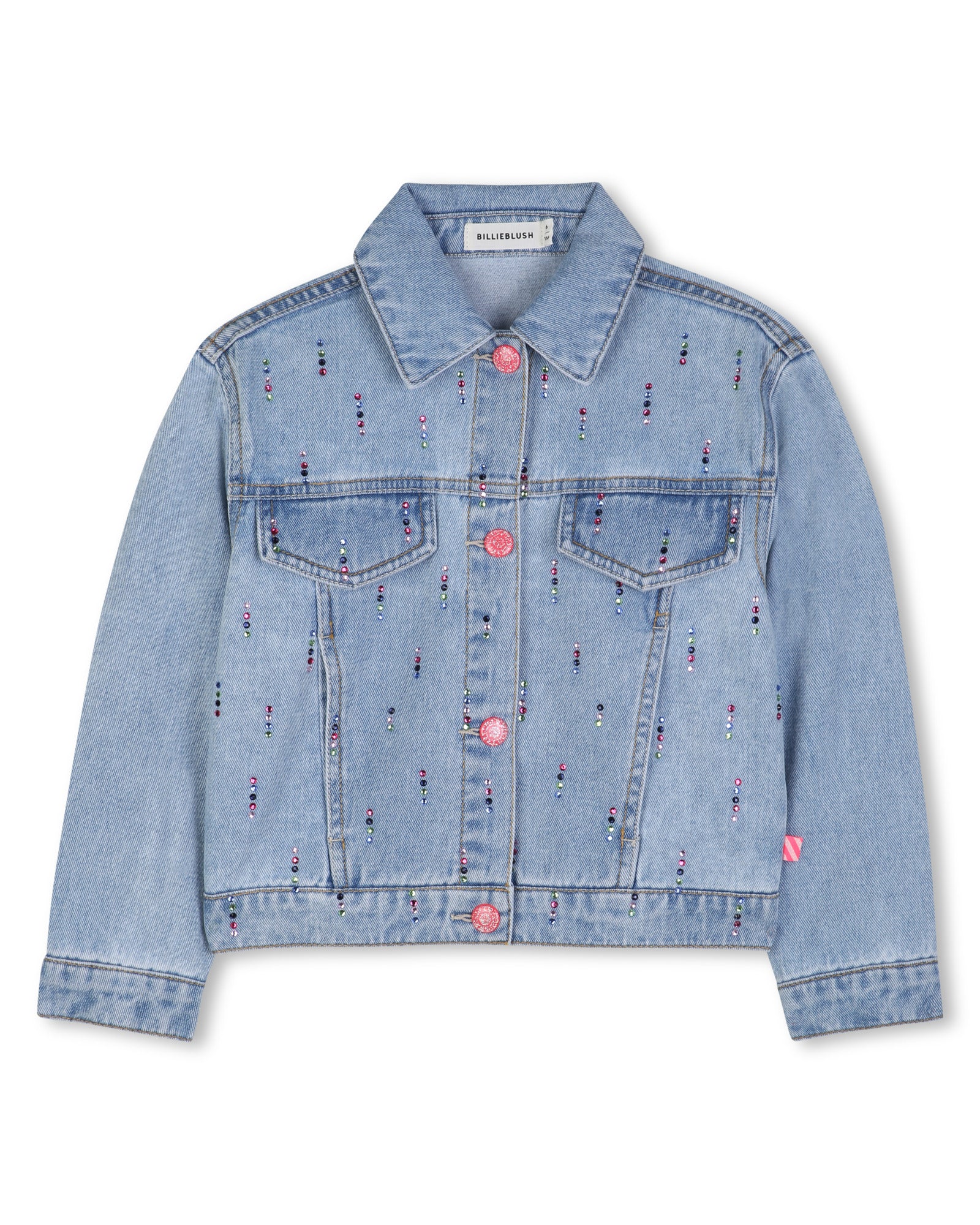 Blue Denim Multicolor Rhinestone Jacket | The Red Balloon
