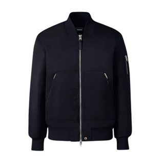 Navy Adults Emilio Satin Bomber Jacket