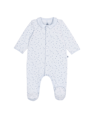Blue Baby Velour Star Footie