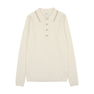 CCB Ivory Rib Polo Sweater