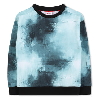 Blue Tie Dye Small Logo Crewneck