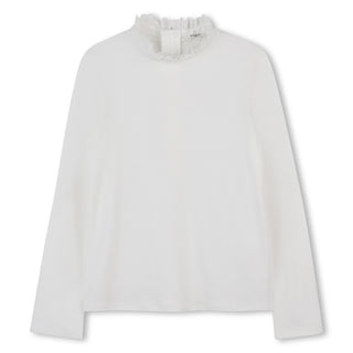 Off White Ruffle Trim Turtleneck