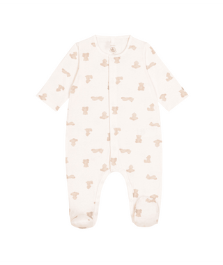 White and Beige Baby Teddy Footie