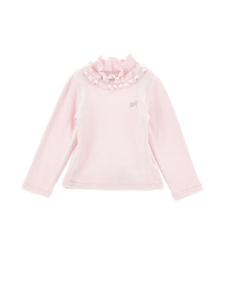 Light Pink Ribbed Ruffle Turtleneck
