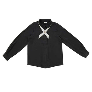 Black Front Pleat Blouse