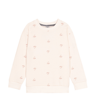 White and Red Boat Crewneck