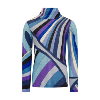 Blue Printed Turtleneck