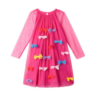 Pink Tulle with Multicolor Bows Dress