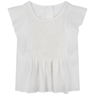 CL Ivory Smocked Detail Blouse