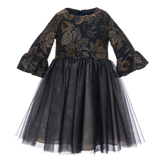 Navy Tapestry & Tulle Party Dress