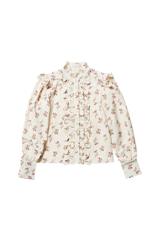 EOE Ivory/Mocha Floral Printed Blouse