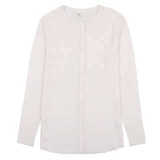 CCB White Ribbed Button Tee